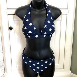 Patriotic Blue w/ White Stars Bikini Juniors S 3-5